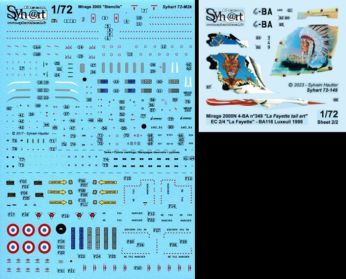 Syhart Decal SY72149 Mirage 2000N La Fayette Tail Art 1:72