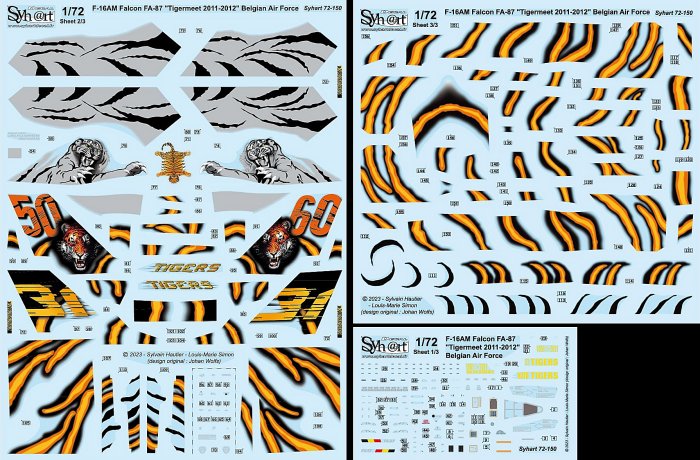 Syhart Decal SY72150 1:72 F-16AM Tigermeet 2011-12 Belgian AF