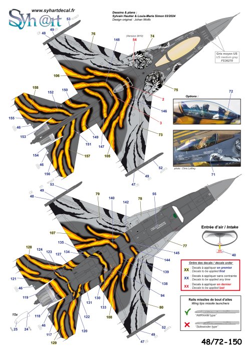 Syhart Decal SY72150 1:72 F-16AM Tigermeet 2011-12 Belgian AF