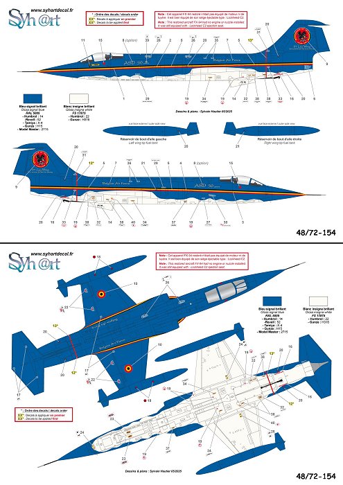 Syhart Decal SY72154 1:72 F-104G Starfighter FX-94 Belgian AF