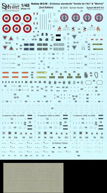 Syhart Decal SY72915S 1:72 Dassault Rafale B/C/M "Standard stencils"
