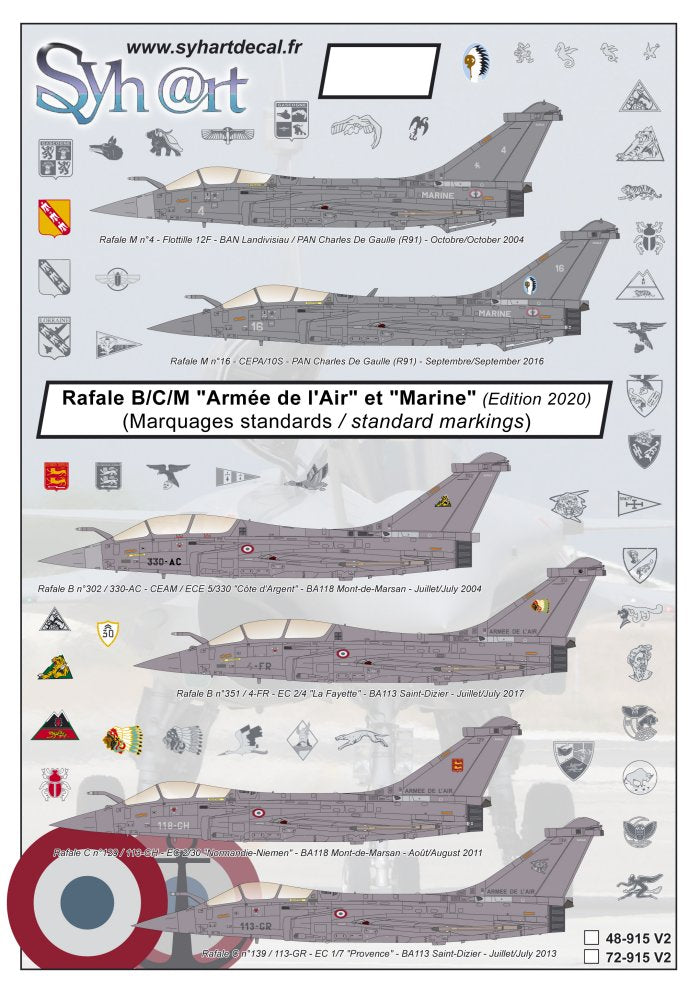 Syhart SY72915V2 1:72 Rafale B/C/M standard markings (AdA & Navy)