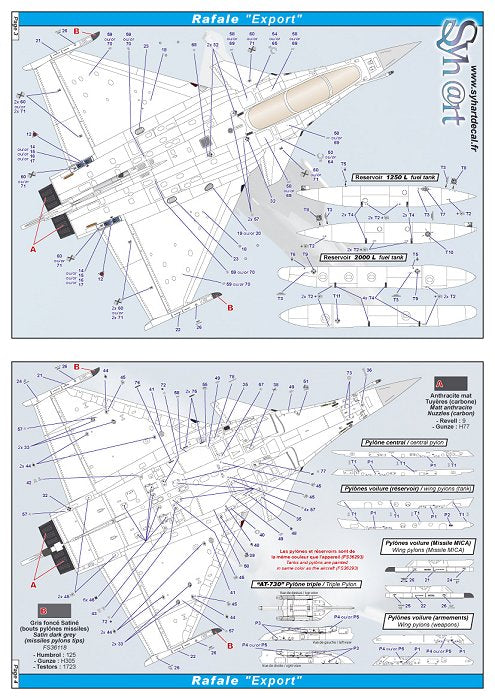 Syhart Decal SY72918S 1:72 Dassault Rafale exports "Standard stencils"