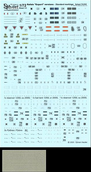 Syhart Decal SY72918S 1:72 Dassault Rafale exports "Standard stencils"