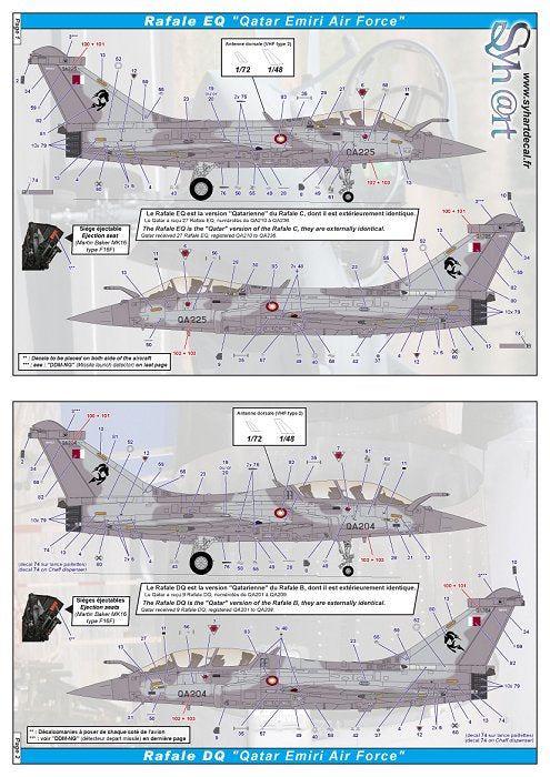 Syhart Decal SY72918 1:72 Dassault Rafale "Export versions"