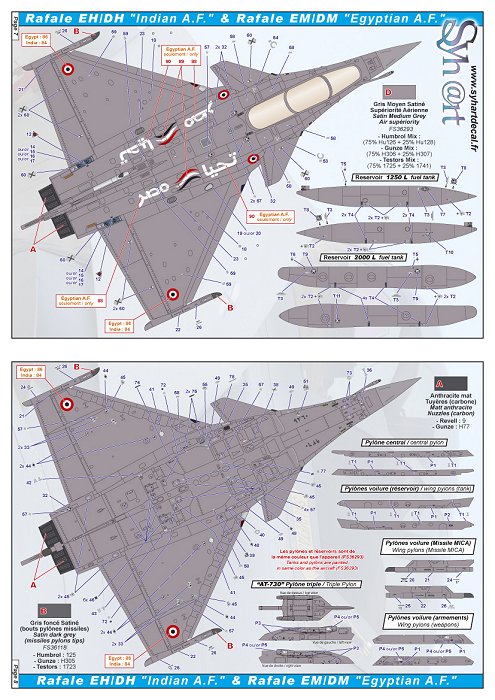 Syhart Decal SY72918 1:72 Dassault Rafale "Export versions"