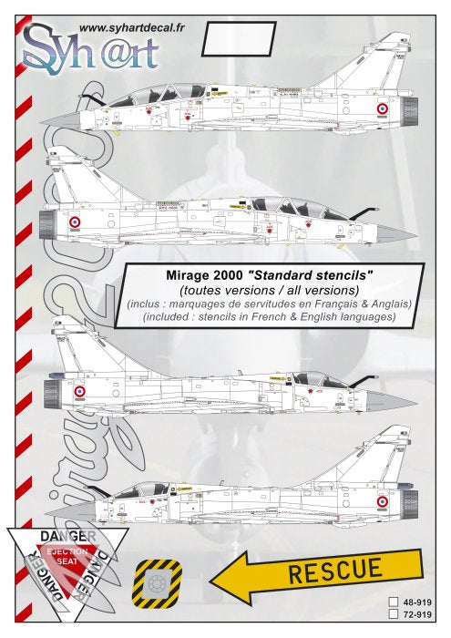Syhart Decal SY72919 1:72 Dassault_Mirage 2000 "Stencils"