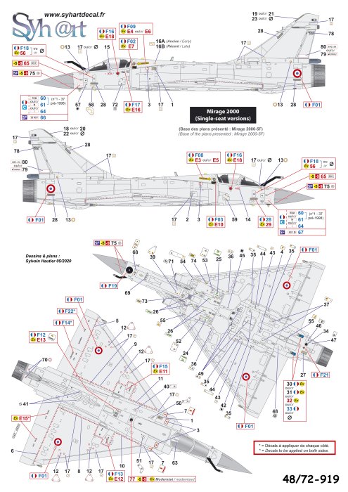 Syhart Decal SY72919 1:72 Dassault_Mirage 2000 "Stencils"