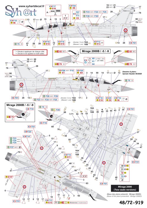 Syhart Decal SY72919 1:72 Dassault_Mirage 2000 "Stencils"