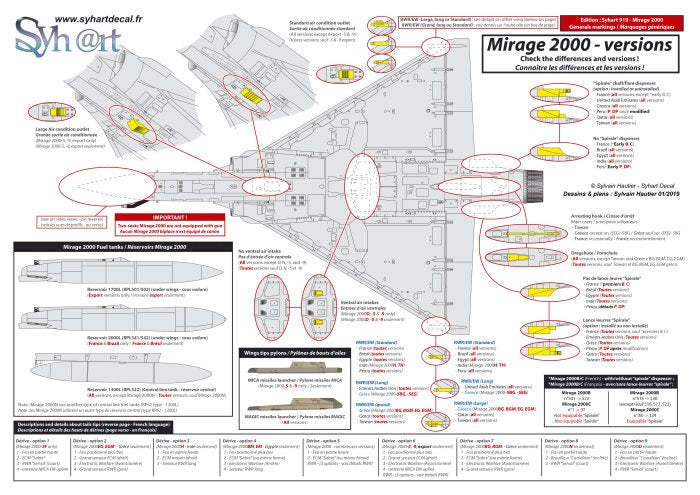 Syhart Decal SY72919 1:72 Dassault_Mirage 2000 "Stencils"