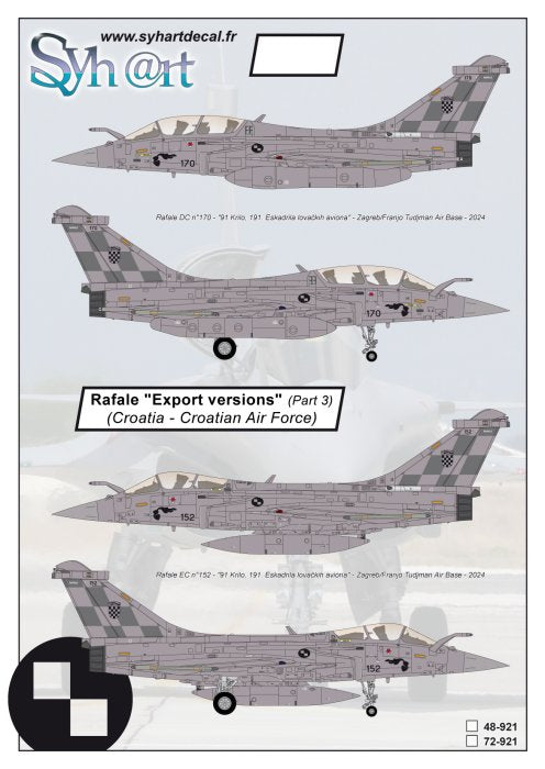 Syhart Decal SY72921 1:72 Dassault Rafale "Export versions"