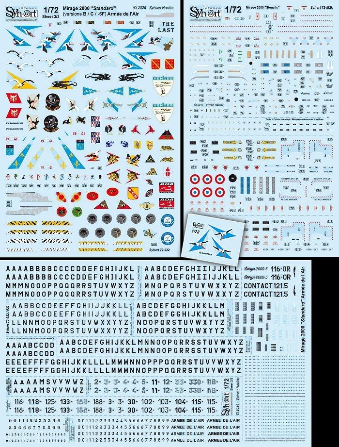 Syhart Decal SY72922 1:72 Dassault_Mirage 2000 "standard"
