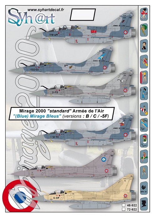 Syhart Decal SY72922 1:72 Dassault_Mirage 2000 "standard"