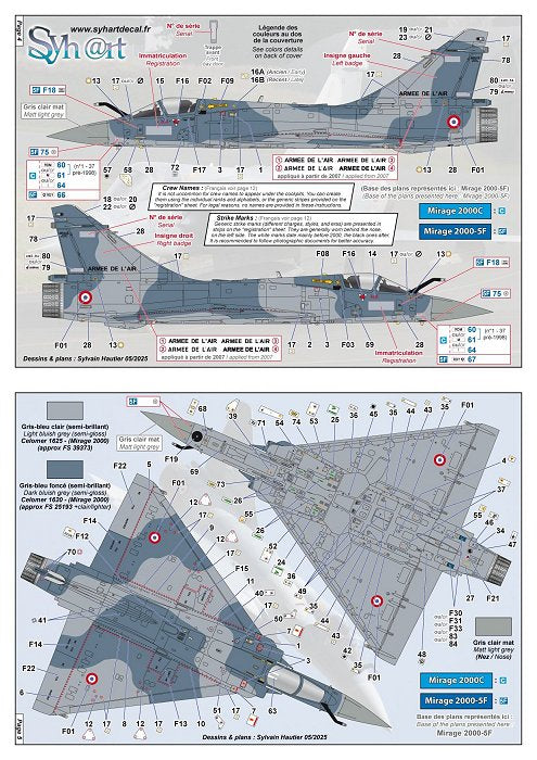 Syhart Decal SY72922 1:72 Dassault_Mirage 2000 "standard"