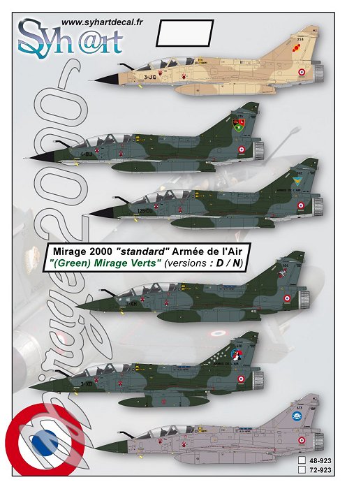 Syhart Decal SY72923 1:72 Dassault_Mirage 2000 "standard"