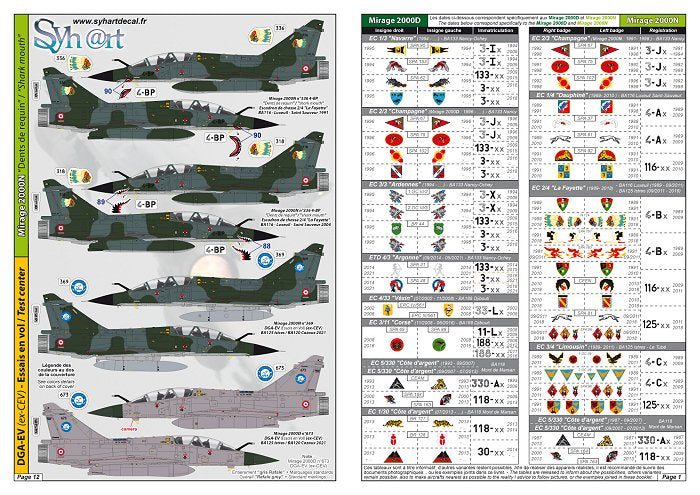 Syhart Decal SY72923 1:72 Dassault_Mirage 2000 "standard"
