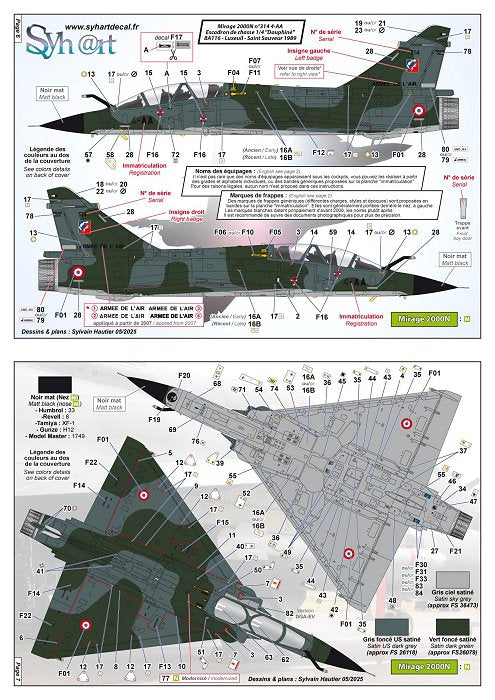 Syhart Decal SY72923 1:72 Dassault_Mirage 2000 "standard"