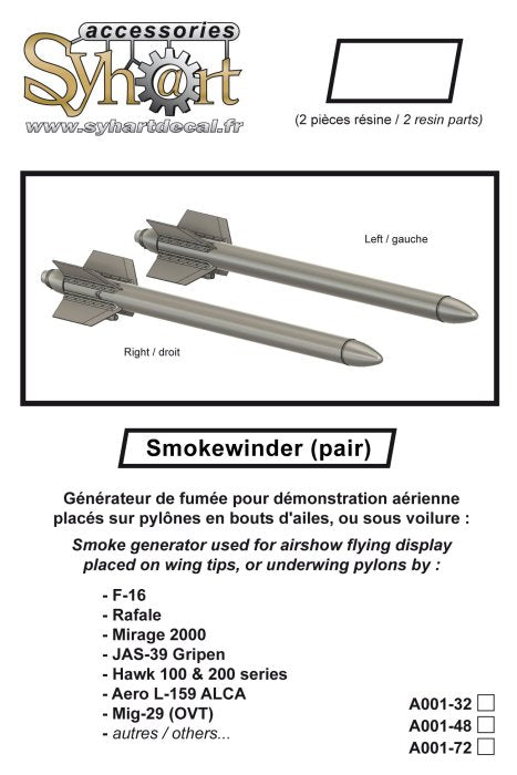 Syhart Decal SYA001-48 1:48 Smokewinder