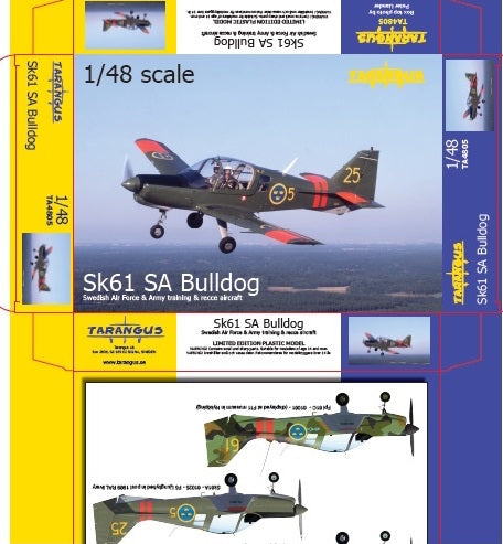 Tarangus TAR48005 1:48 Scottish-Aviation Bulldog SK.61 Swedish Army & Air Force