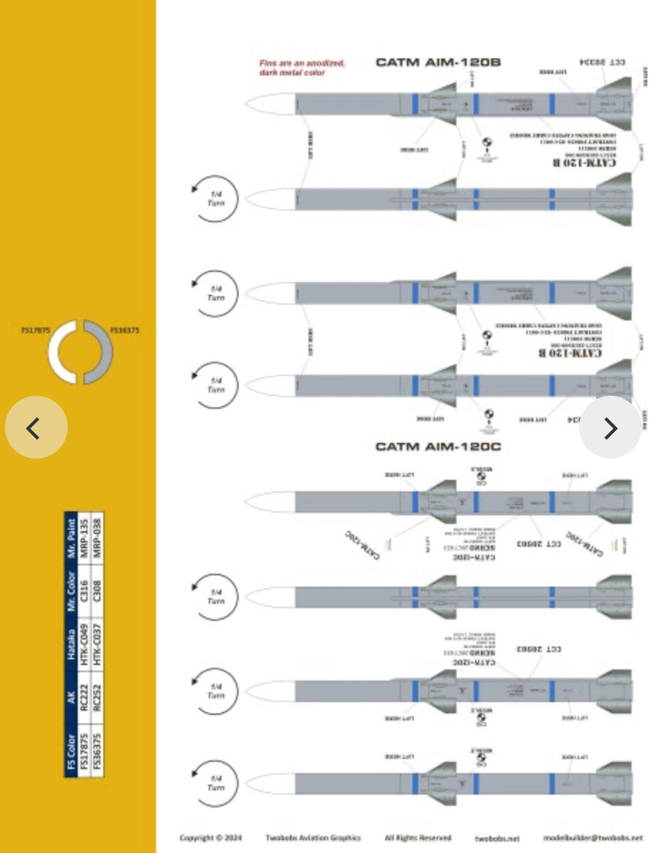 Two Bobs TB32049 CATM AIM-9/AIM-120/ACMI Missile Markings 1:32