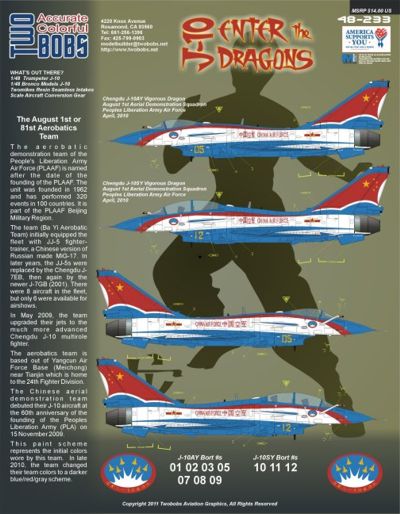 Two Bobs TB48233 1:48 Chengdu J-10AY/SY