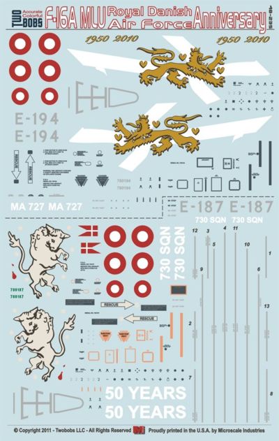 Two Bobs TB48235 F-16MLU Royal Danish AF Anniversary Vipers 1:48