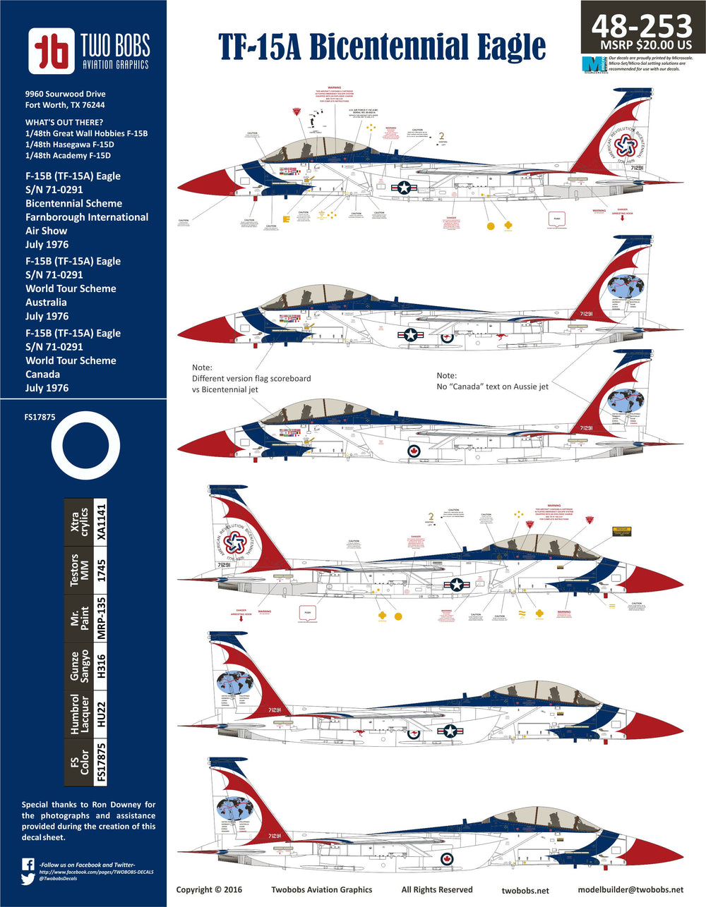 Two Bobs TB48253 1:48 McDonnell TF-15A Bicentennial Eagles