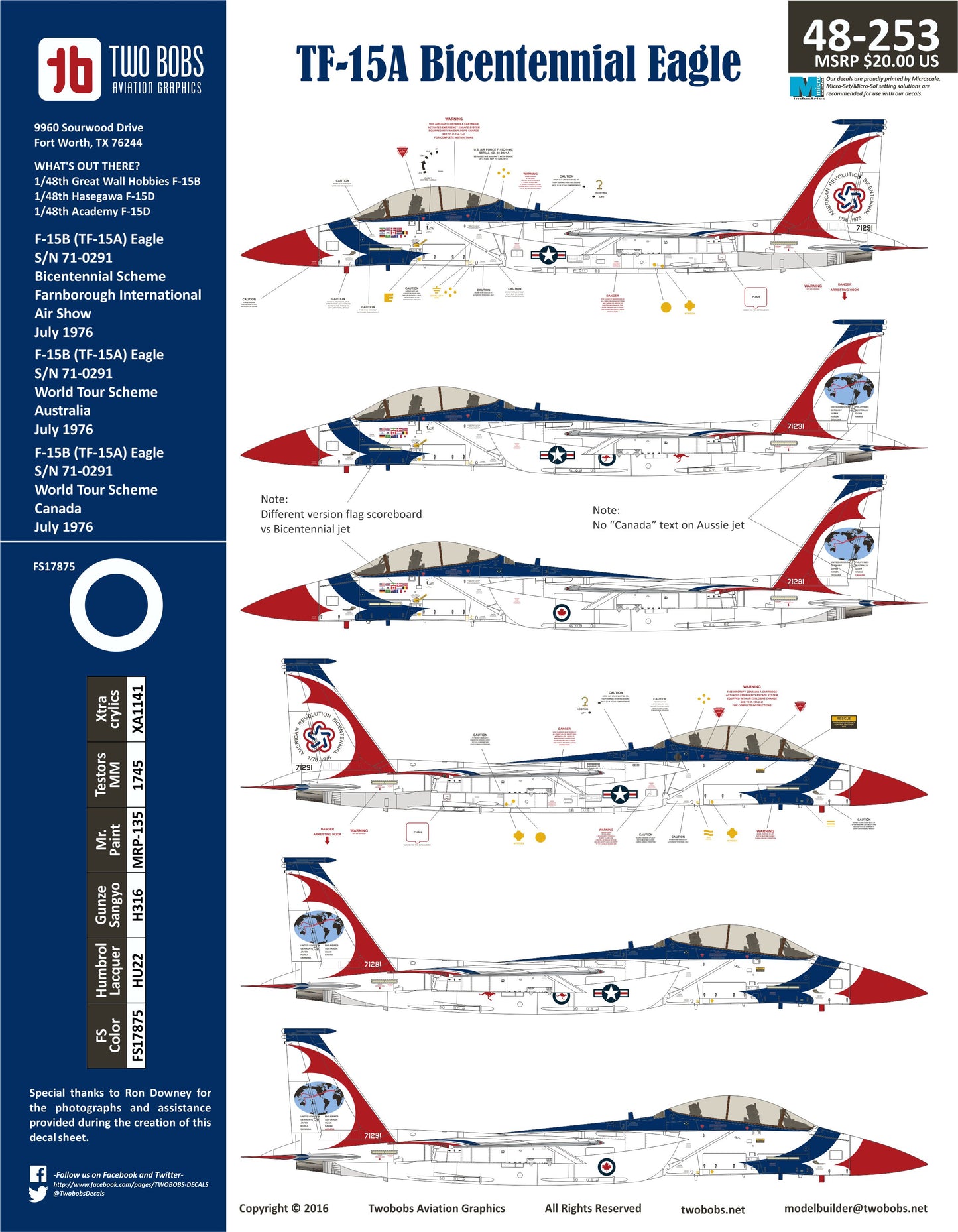 Two Bobs TB48253 1:48 McDonnell TF-15A Bicentennial Eagles