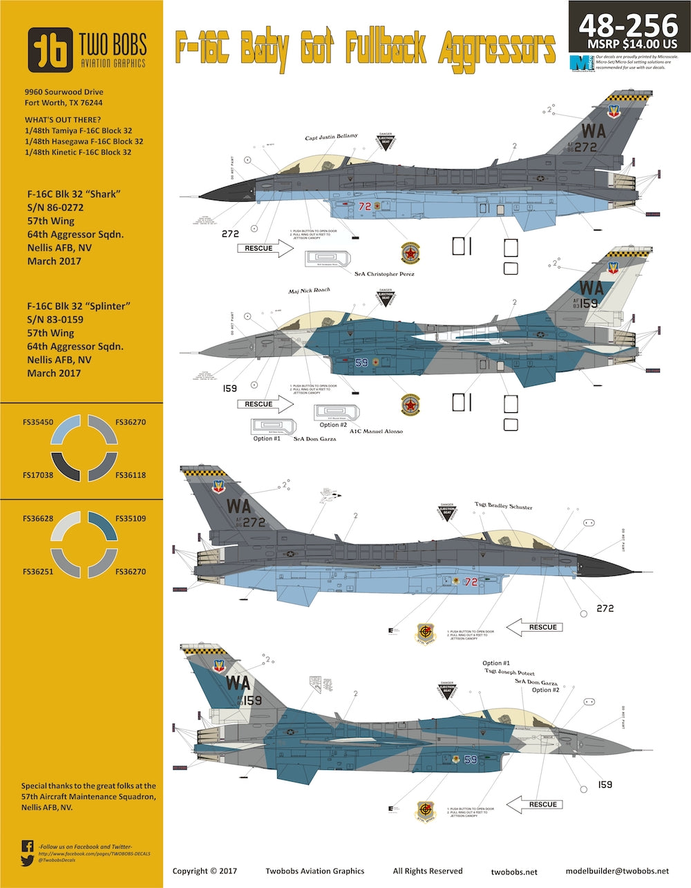 Two Bobs TB48256 F-16C Baby Got Fullback Aggressors 1:48