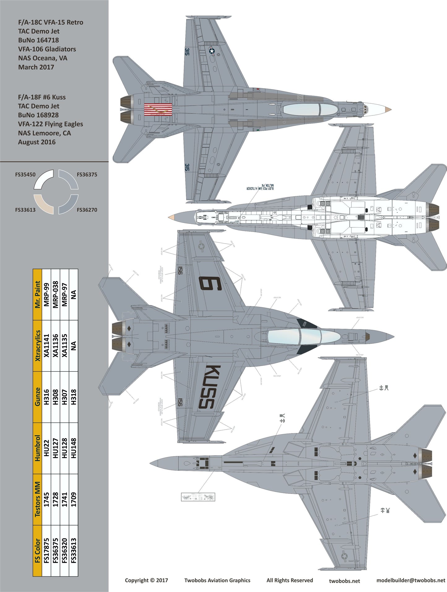 Two Bobs TB48257 1:48 McDonnell-Douglas F/A-18C-F/A-18F Demo Hornets Two U.S