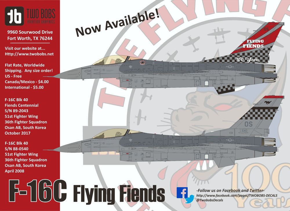 Two Bobs TB48261 1:48 Lockheed-Martin F-16C 100 Years of Flying Fiends