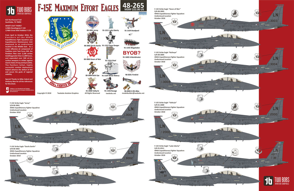Two Bobs TB48265 1:48 McDonnell F-15E Eagle Maximum Effort Eagles