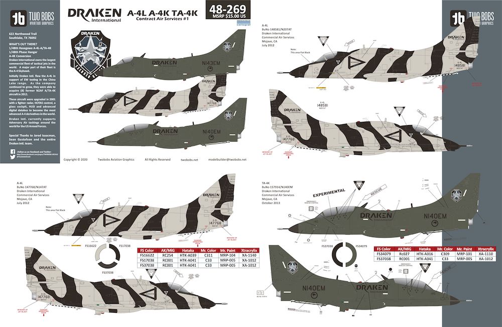 Two Bobs TB48269 1:48 Douglas A-4L/A-4K/TA-4K Skyhawk Draken Air Services