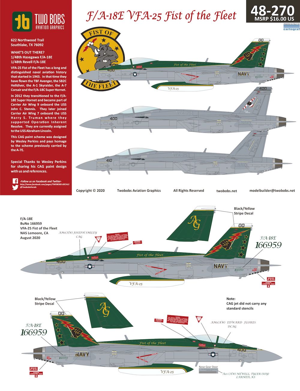 Two Bobs TB48270 1:48 Boeing F/A-18E VFA-25 Fist of the Fleet