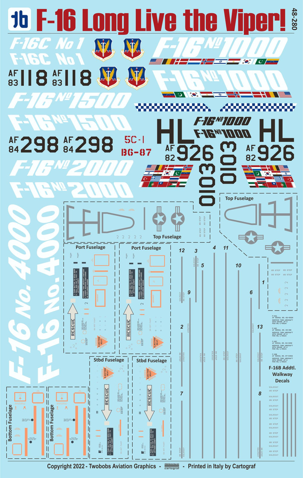 Two Bobs TB48280 F-16A/C Long Live the Viper Decals 1:48