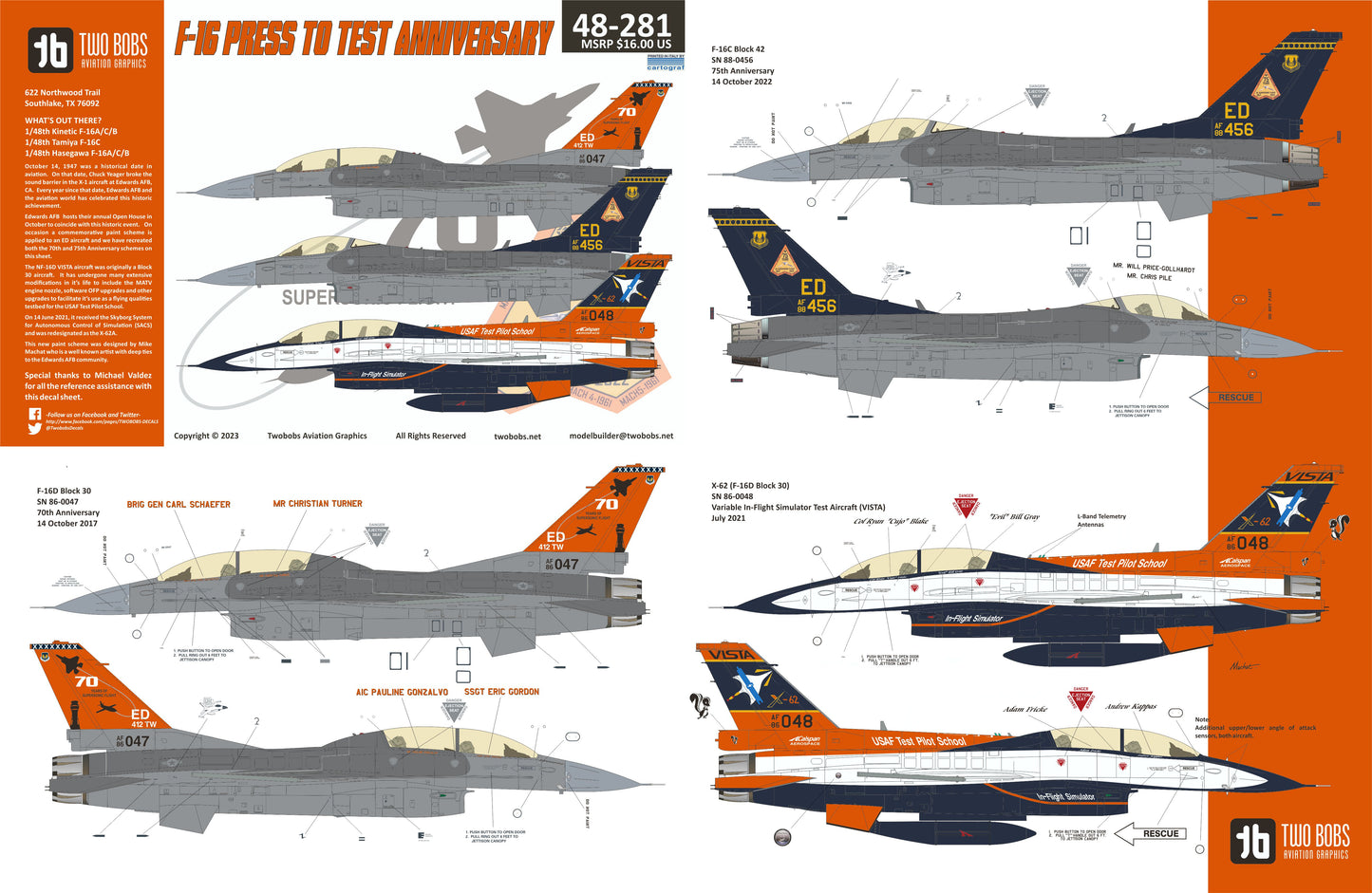Two Bobs TB48281 1:48 Lockheed-Martin F-16 Press to Test Anniversary
