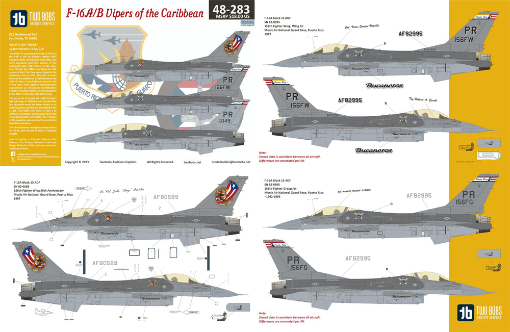 Two Bobs TB48283 1:48 General-Dynamics F-16A/F-16B Vipers of the Caribbean
