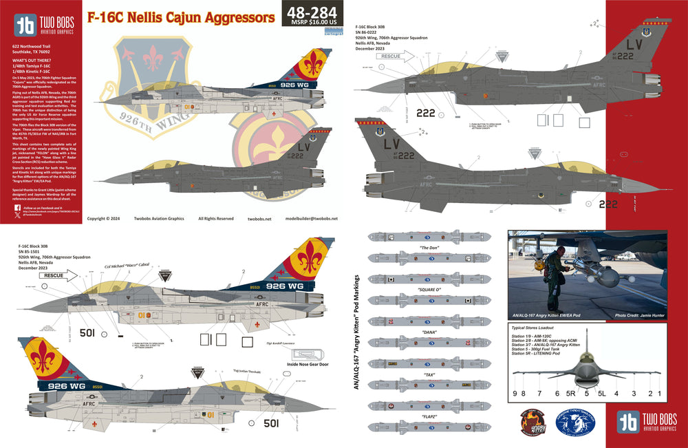 Two Bobs TB48284 F-16C Nellis Aggressors 706th AS Cajuns 1:48