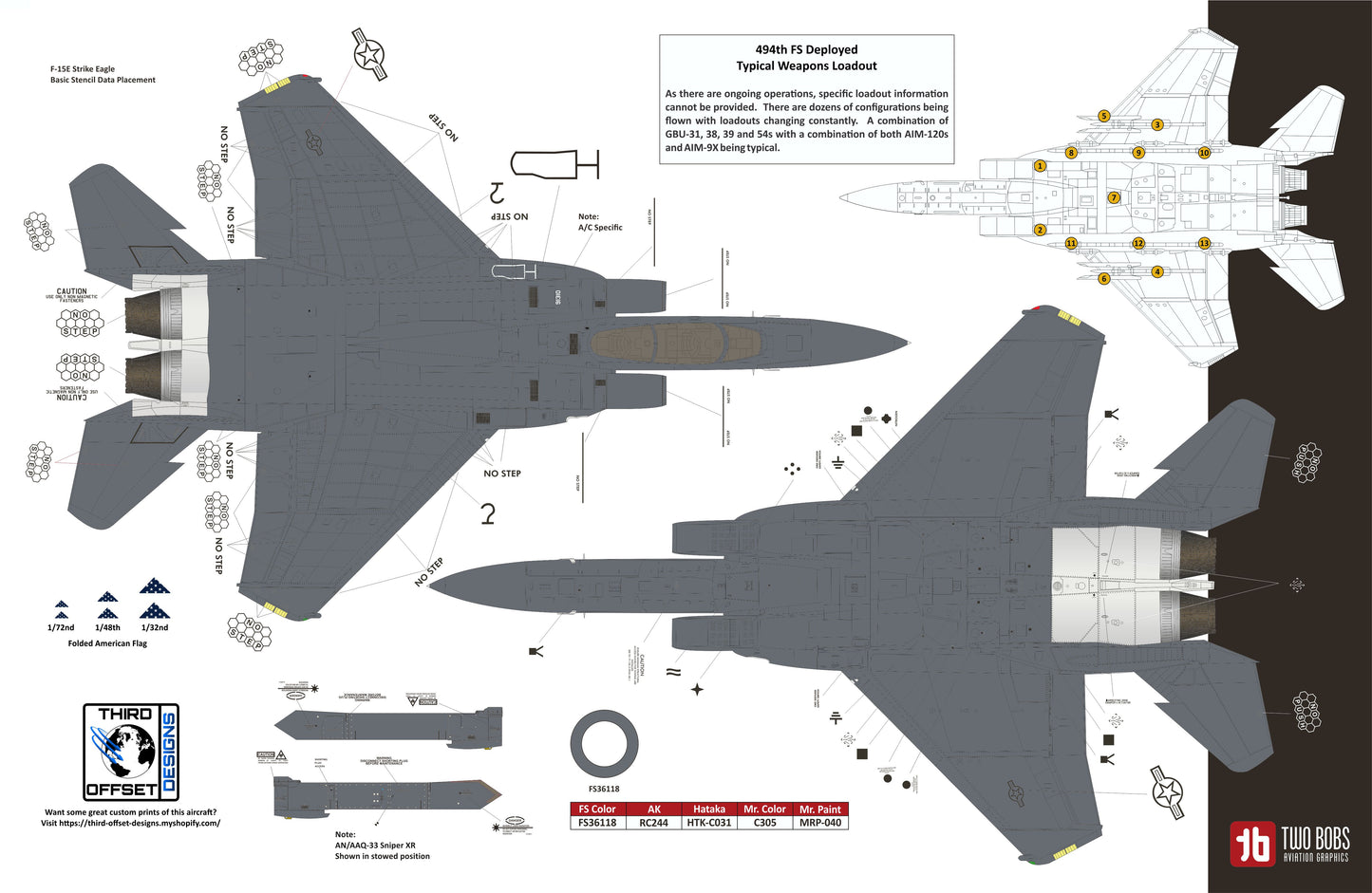 Two Bobs TB48286 F-15E Strike Eagle Black Panther Drone Killers 1:48