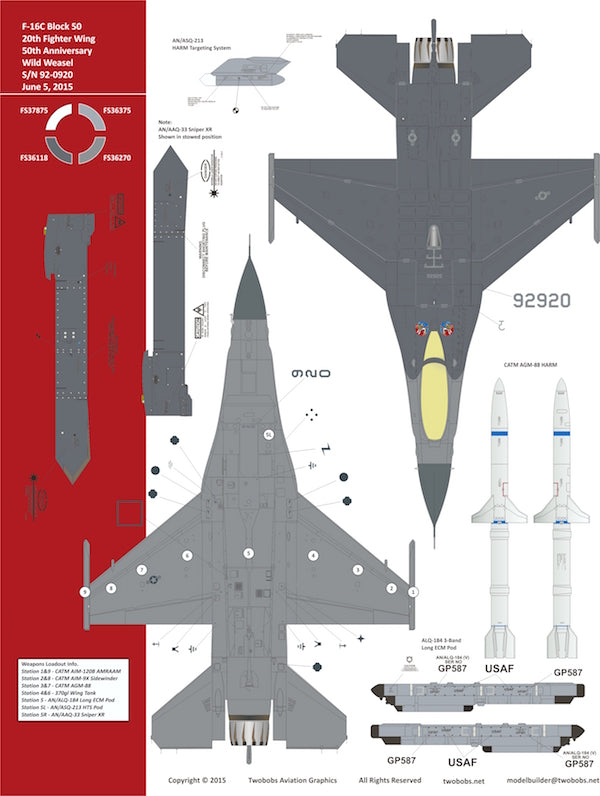 Two Bobs TB72102 F-16C YGBSM 50th Anniversary Weasel Viper 1:72