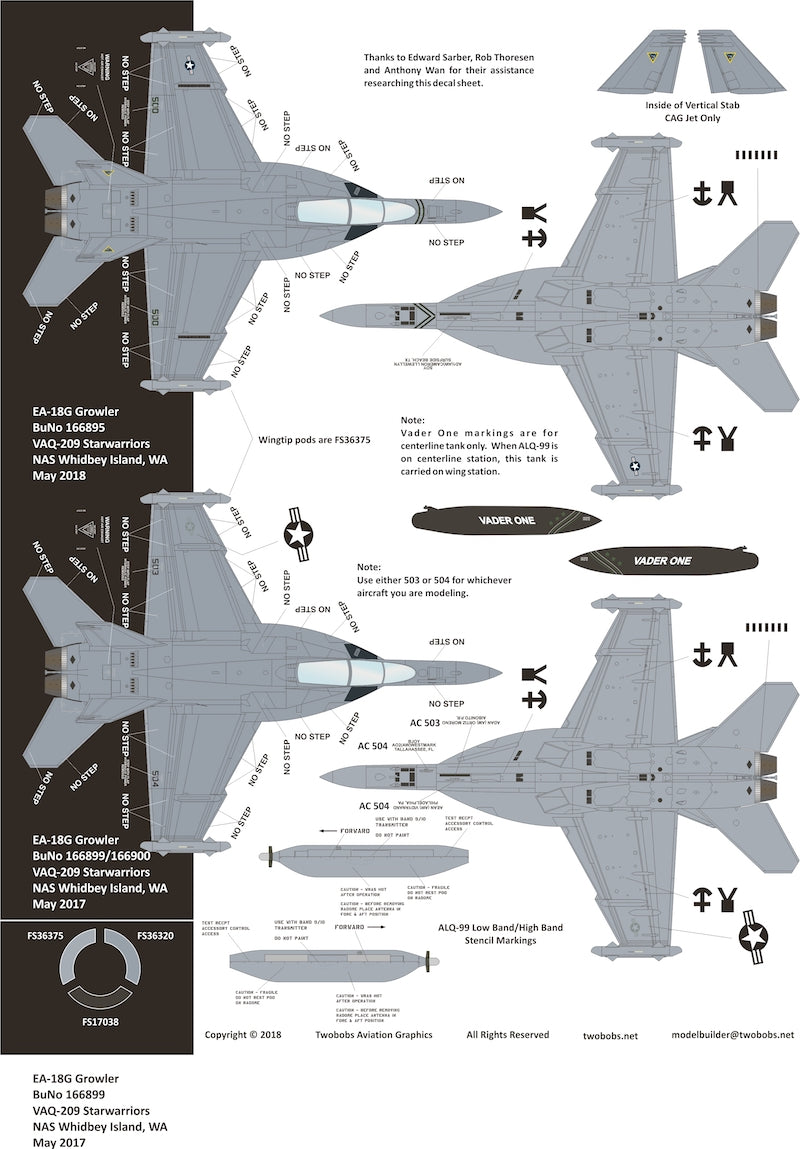 Two Bobs TB72108 EA-18G Pew Pew Growlers VAQ-209 Reserve 1:72