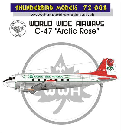 Thunderbird TBM72008 World Wide Airways C-47 Arctic Rose 1:72