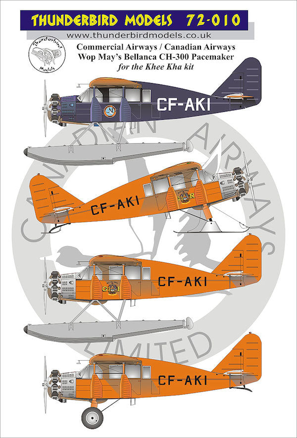 Thunderbird Models TBM72010 1:72 Wilfred 'Wop' May's Bellanca CH-300 Pacemaker
