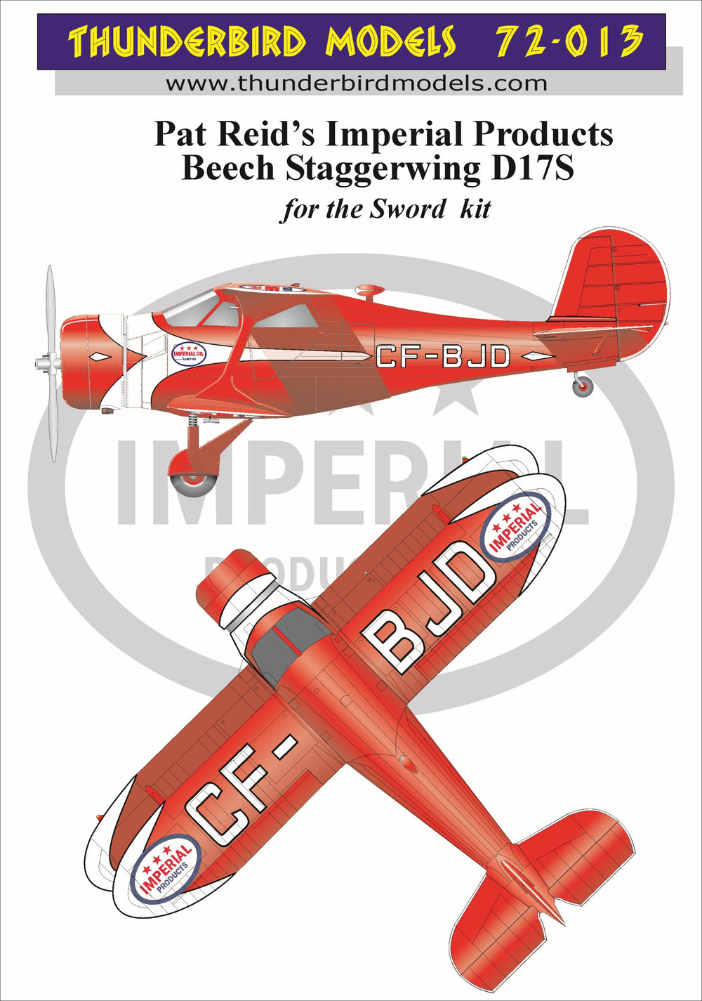 Thunderbird Models TBM72013 1:72 Imperial Products Beechcraft B-17S Staggerwing
