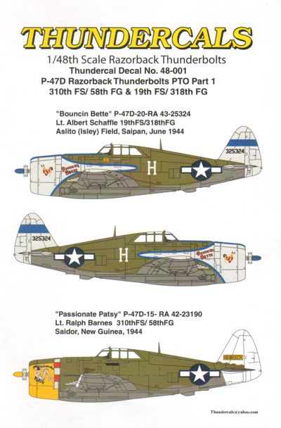 Thundercals TCT48001 1:48 Republic P-47D Thunderbolt 'Razorback' PTO Part 1
