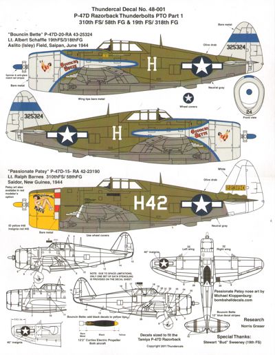 Thundercals TCT48001 1:48 Republic P-47D Thunderbolt 'Razorback' PTO Part 1