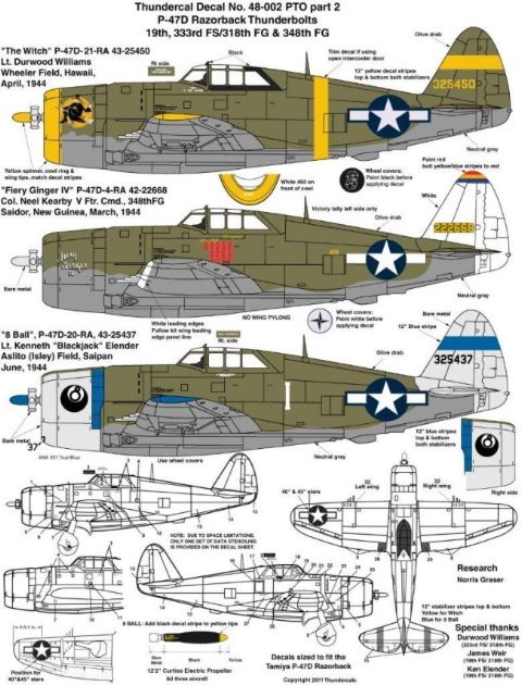 Thundercals TCT48002 1:48 Republic P-47D Thunderbolt 'Razorback' PTO Part 2