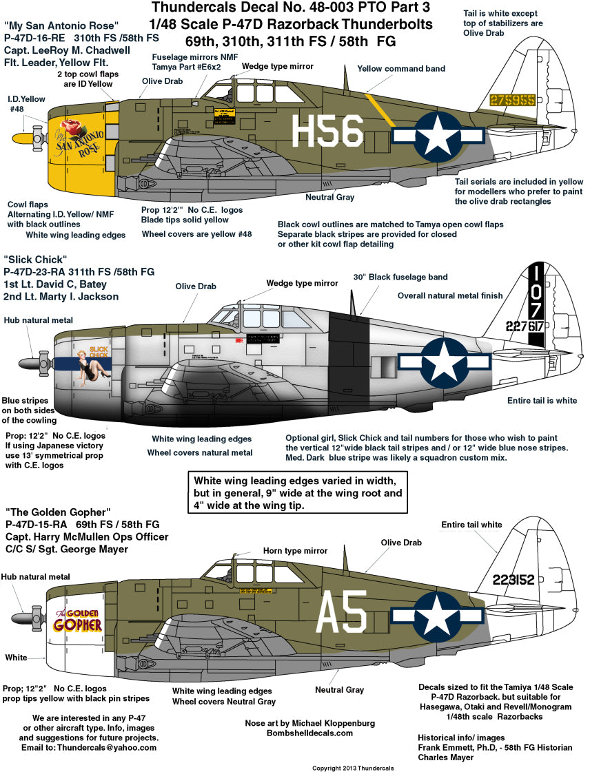 Thundercals TCT48003 1:48 Republic P-47D Thunderbolt 'Razorback' PTO Part 3