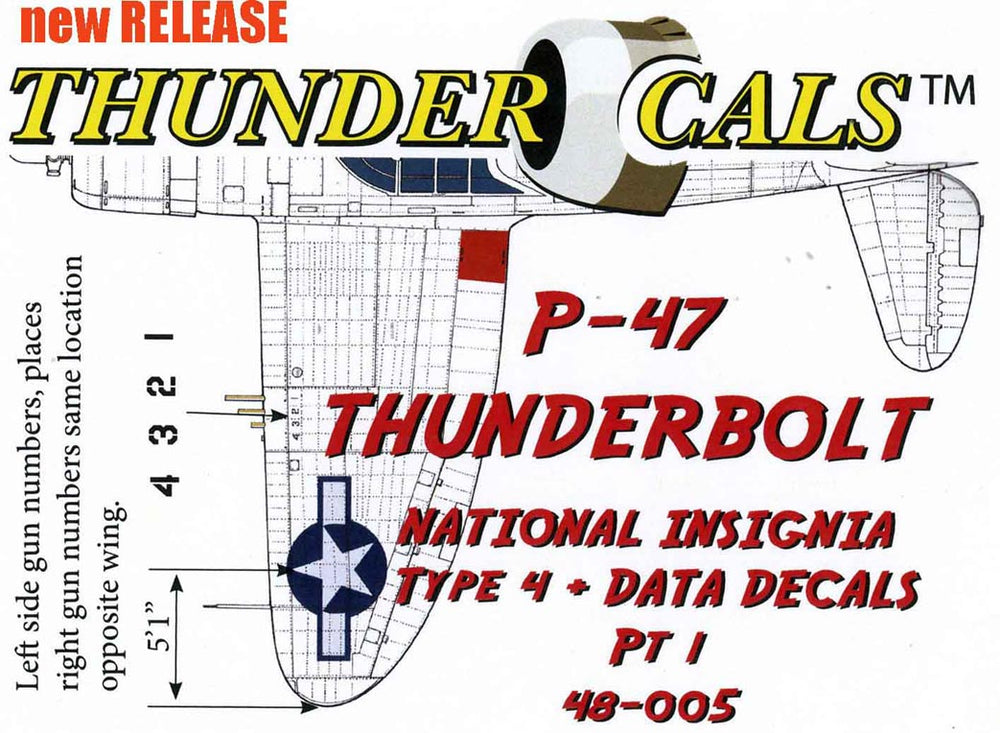 Thundercals TCT48005 P-47D Razorback National Insignia 1:48