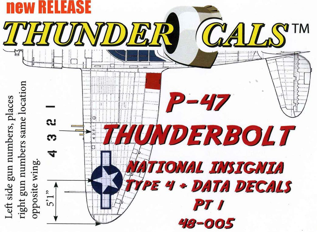 Thundercals TCT48005 P-47D Razorback National Insignia 1:48